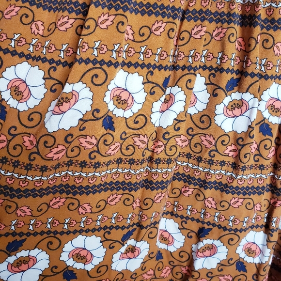 Matilda Jane Winsome Striped Floral Print Blue & Brown Dress Women's Size Large - Picture 6 of 10